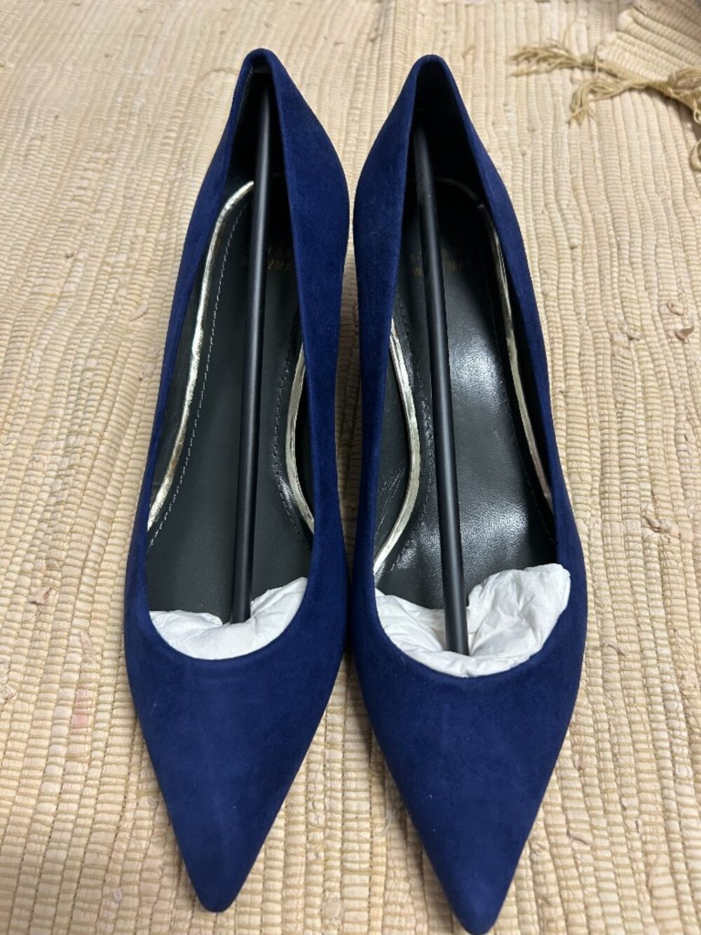 Stuart Weitzman Blue Suede Kitten Heel